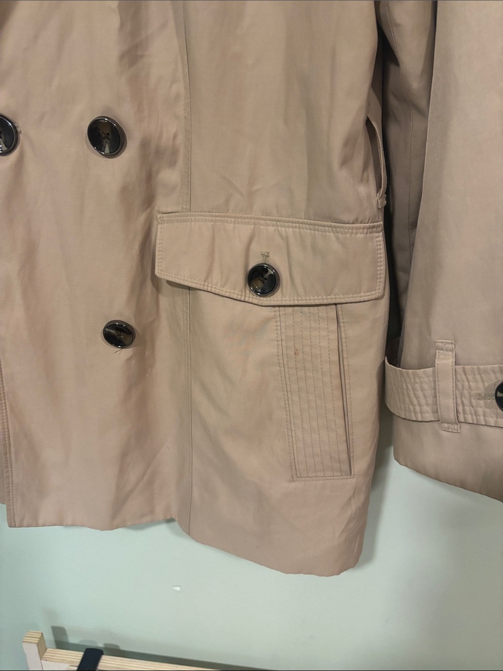 London Fog Tan Double-Breasted Trench Coat - Picture 2 of 5